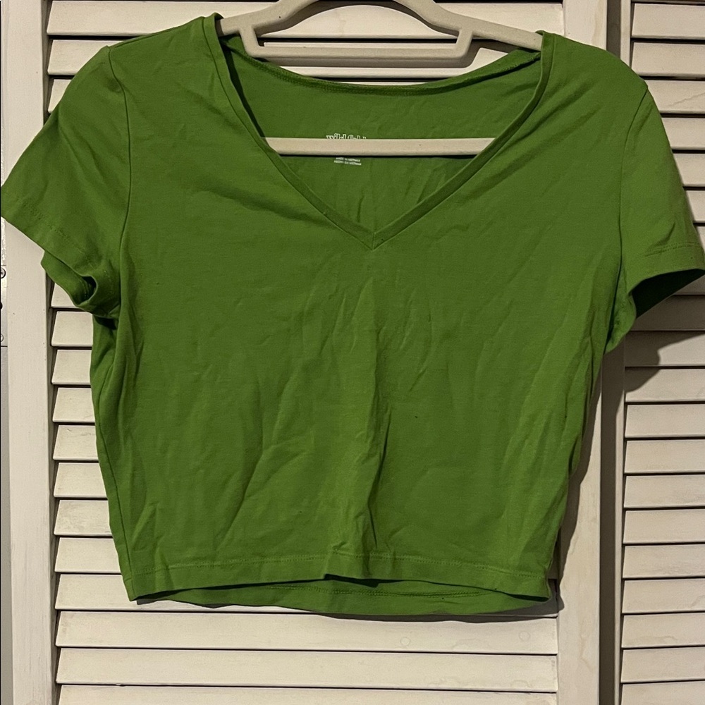Wild Fable Green V-Neck Crop Top